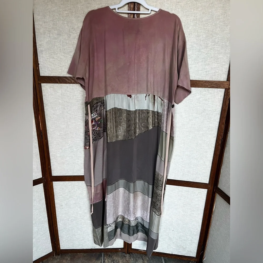 Nancy Gary Vintage Silk Artisan Patchwork Dress and Long Vest - Large - Picture 13 of 16